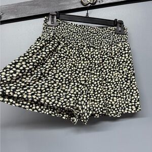 American Eagle Outfitters Black and White Floral High Waist Shorts